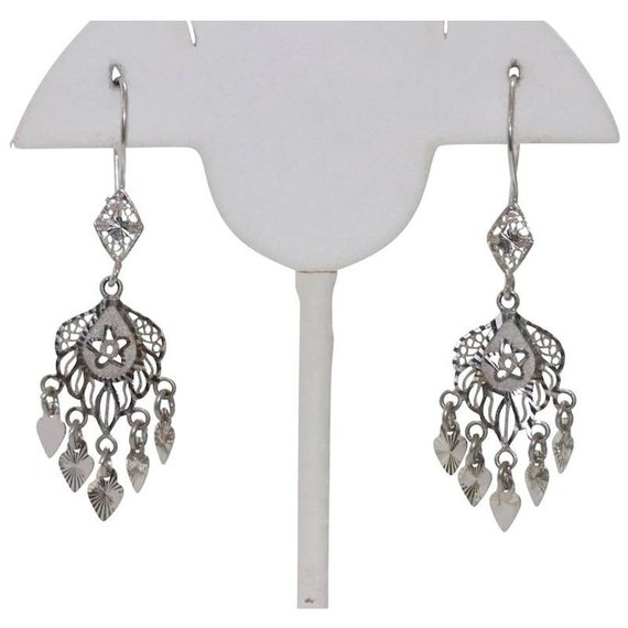 14 KT White Gold Chandelier Earrings - image 1