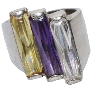 Sterling Silver Cubic Zirconia Long Baguette Ring