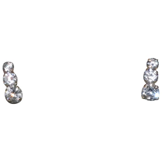 14K Yellow Gold Tapered Cubic Zirconia Earrings - image 1