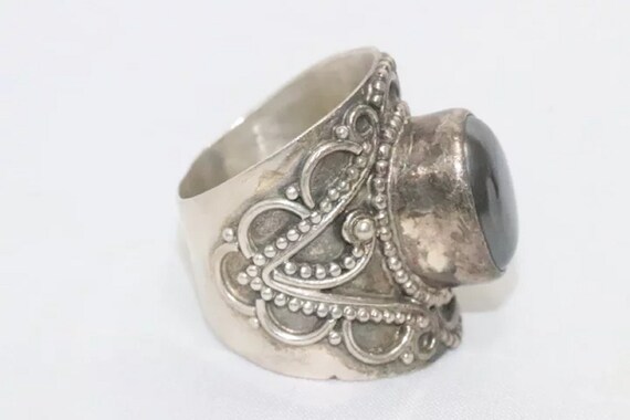 Sterling Silver Hematite Stone Ring - image 3