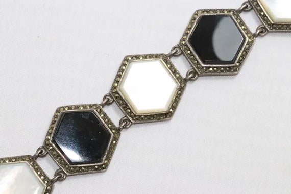 Vintage Onyx and Mother of Pearl Bracelet - image 6