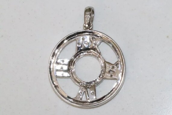 14K White Gold Diamond Watch Face Pendent - image 3