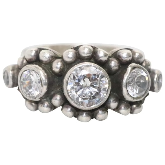Sterling Silver Cubic Zirconia Stone Ring - image 1