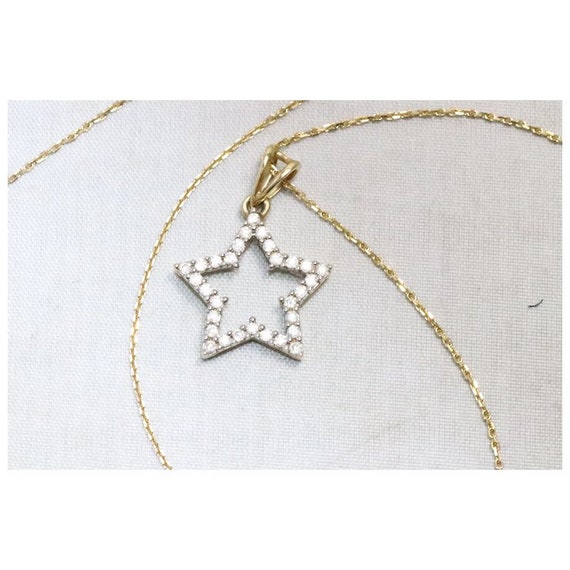 14KT Yellow Gold .36CT Diamond Star Necklace - image 3