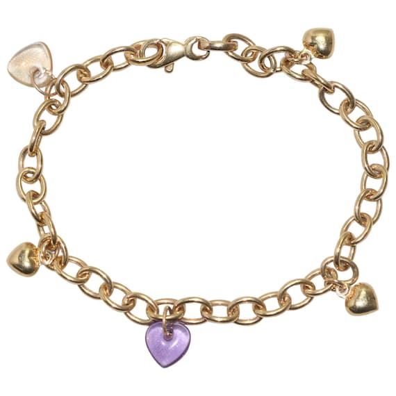 14 KT Yellow Gold Hearts Bracelet - image 1