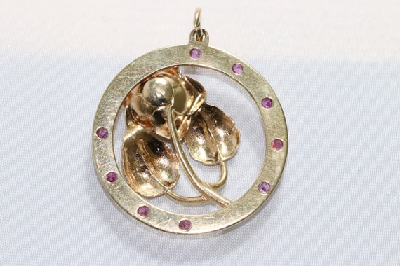 Vintage 14K Yellow Gold 3D Flower Pendent - image 4