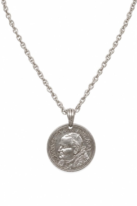 Vintage Silver Pope Joannes Pavlvs Ii Pont. Max Pendant Necklace
