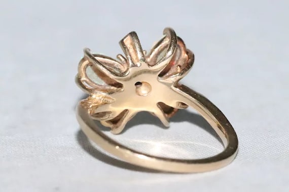 14K Yellow Gold Diamond Opal Butterfly Ring - image 5