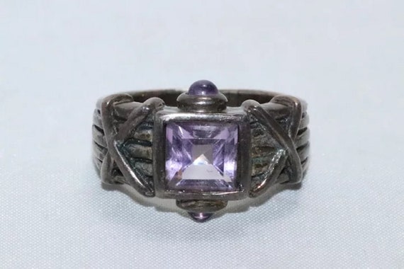 Sterling Silver Amethyst Stone Ring - image 2