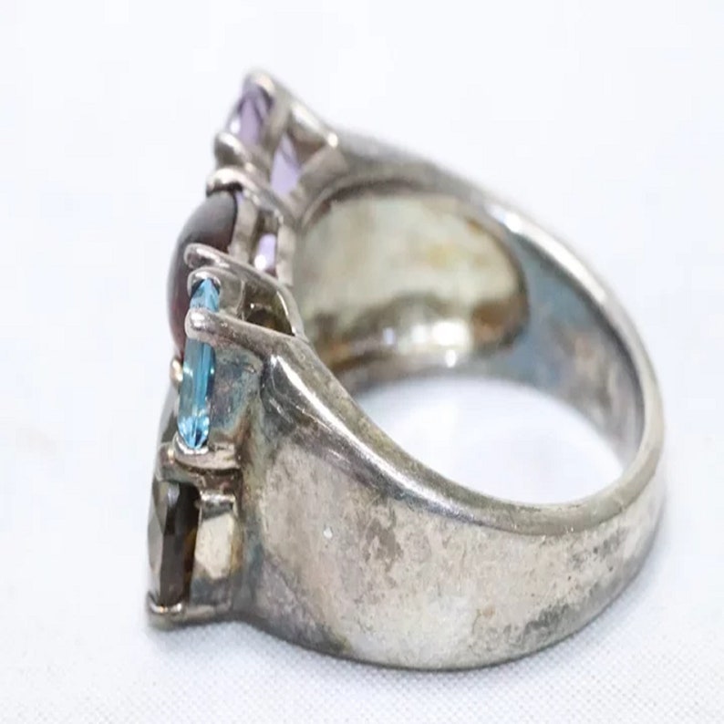 Vintage Sterling Silver Multi-Gemstone Ring image 3