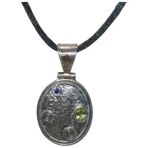 Vintage Sterling Silver Peridot and Amethyst Necklace