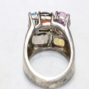 Vintage Sterling Silver Multi-Gemstone Ring image 4