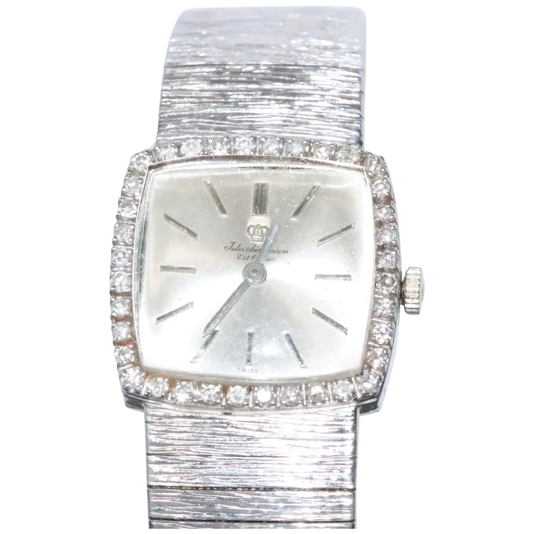 Vintage 14K White Gold Diamond Jules Jurgensen Mechanical Watch Etsy Canada