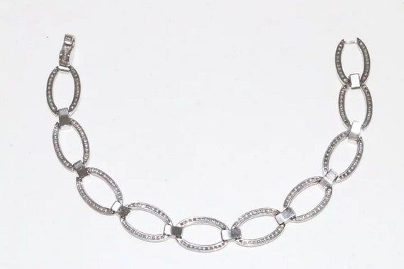 14K White Gold Diamond Natural Sapphire Bracelet - image 4