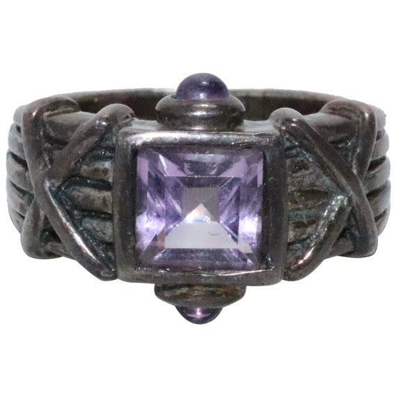 Sterling Silver Amethyst Stone Ring - image 1
