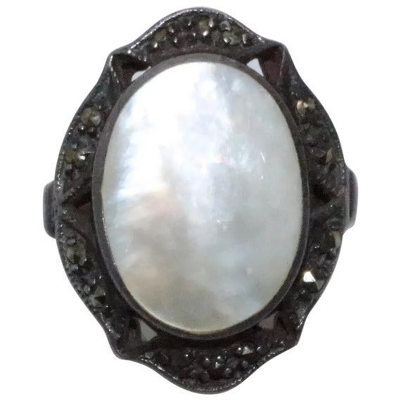 Vintage Sterling Silver Mother Of Pearl Ring - image 1