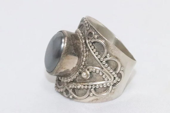 Sterling Silver Hematite Stone Ring - image 5