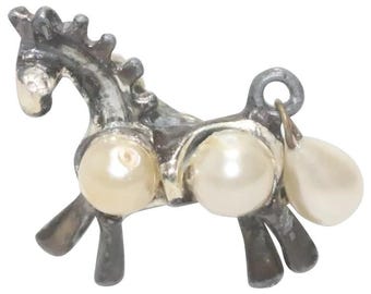 Vintage Pearl Horse Pin