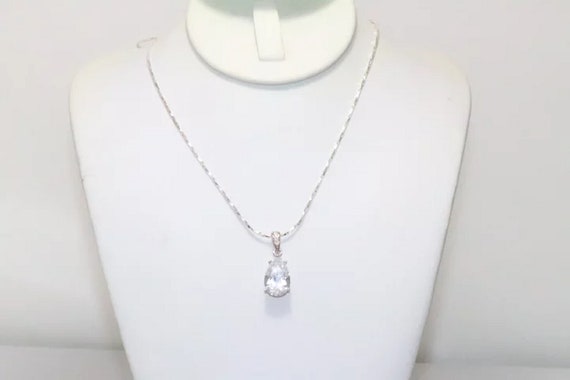 Sterling Silver Cubic Zirconia Necklace - image 2