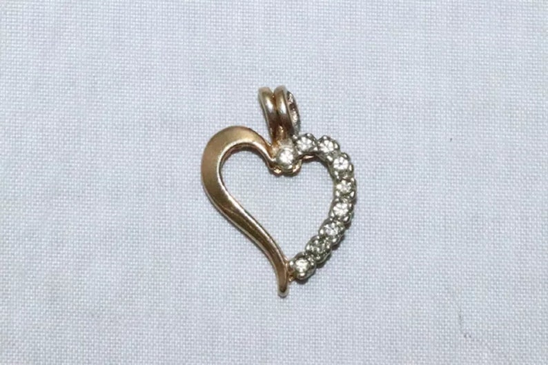14 KT Two Tone Gold .18 CT Diamond Heart Pendant