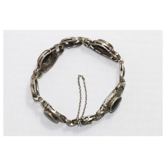 Vintage Sterling Silver Black Onyx Oval Bracelet - Etsy
