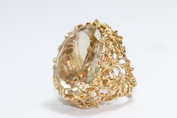 Vintage 18K Yellow Gold Lemon Citrine Ring - image 3