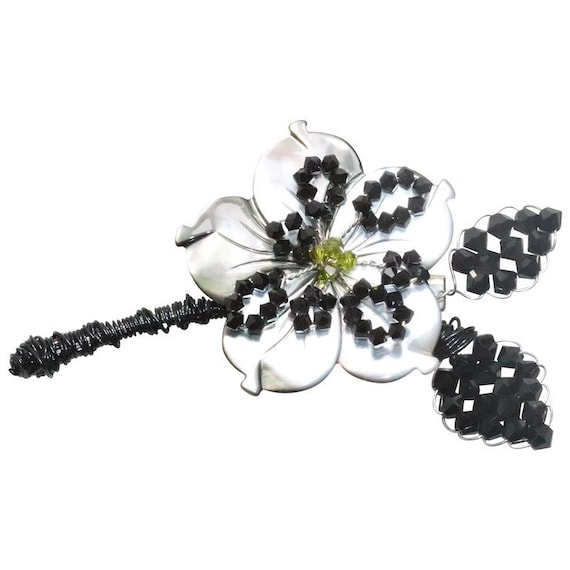 Handmade Mother of Pearl Flower Pin