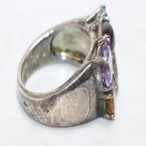 Vintage Sterling Silver Multi-Gemstone Ring image 2