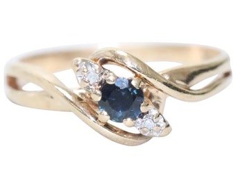 10KT Yellow Gold .12CT Sapphire .02 Diamond Ring