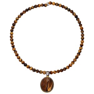 Sterling Silver Tiger&#39;s Eye Necklace