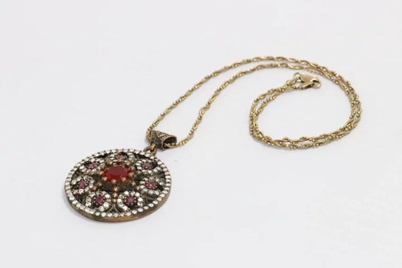 Vintage Sterling Silver Garnet Necklace - image 3