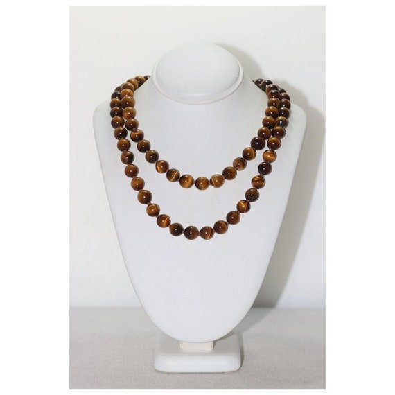 Long Beaded Tiger's Eye Necklace - image 3