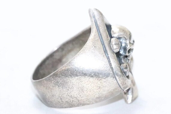 Sterling Silver Skull And Bones Spade Ring - image 2