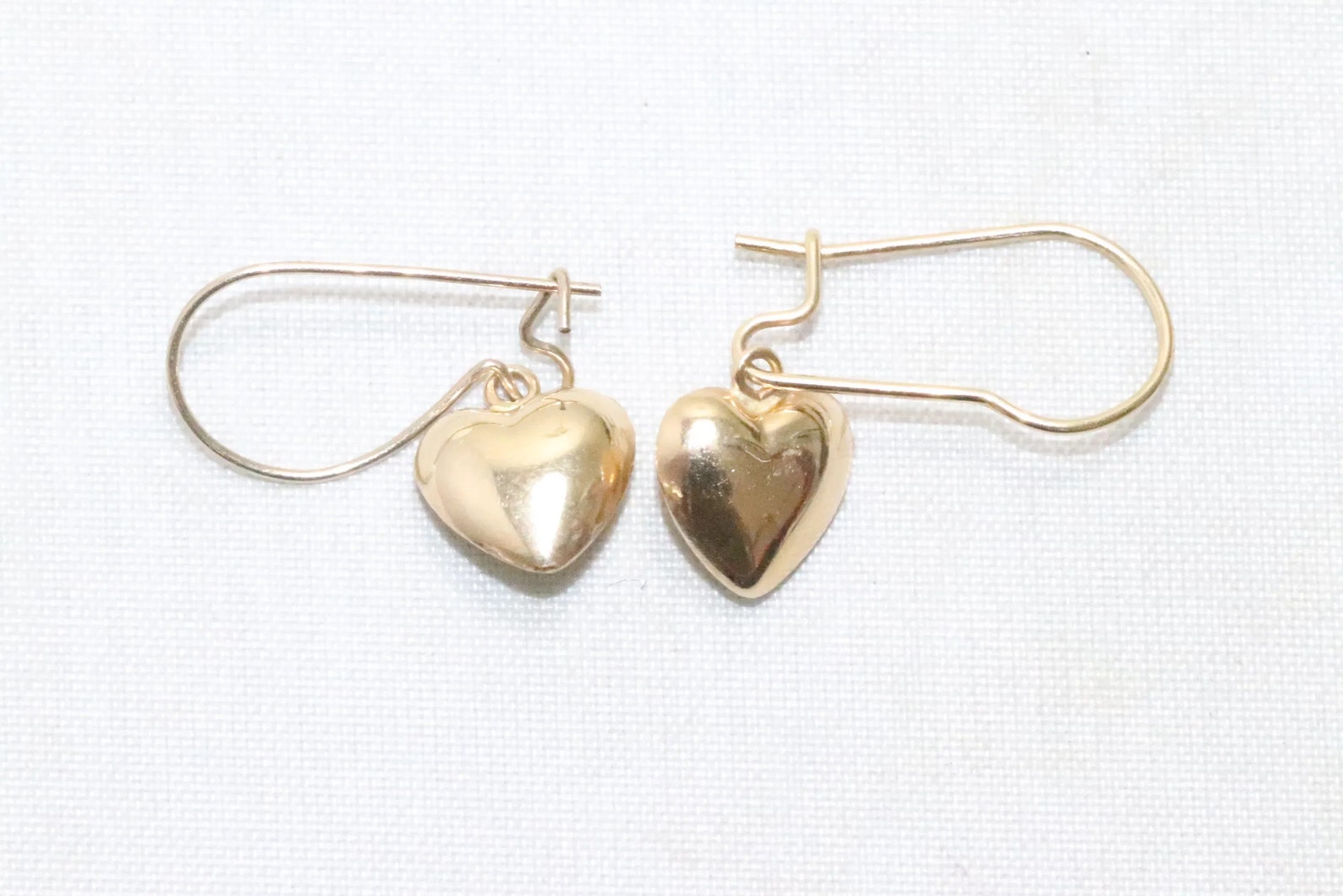 14KT Yellow Gold Heart Puff Earrings - Etsy