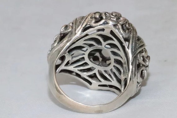 Sterling Silver Filigree Floral Leaf Ring - image 4