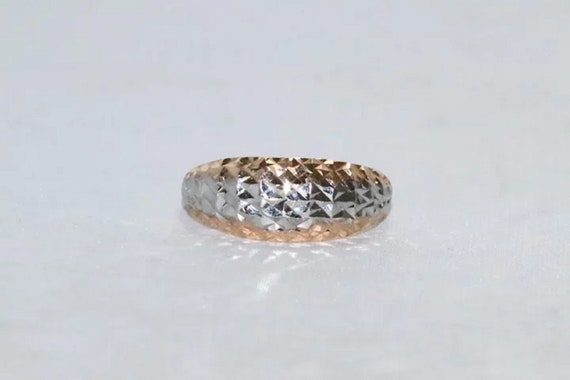 14 KT Russian Two Tone Gold Diamond Cuts Ring - image 2
