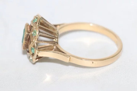 18KT Yellow Gold Art Deco Hand Made Florentine Em… - image 3