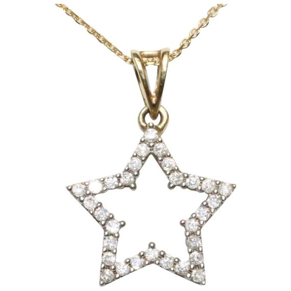 14KT Yellow Gold .36CT Diamond Star Necklace - image 1