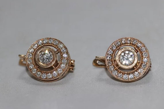 14 KT Yellow Gold Diamond Earrings - image 2