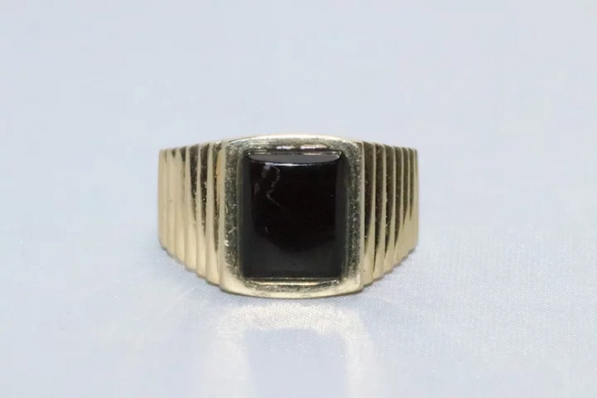 14Kイエローゴールド ブラックオニキス ストーンリング - Etsy 日本