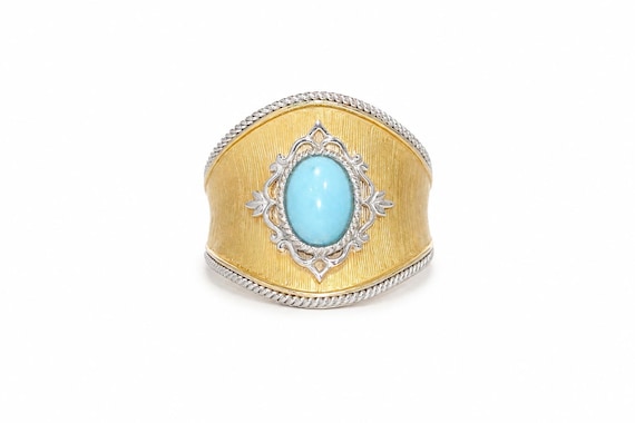 14k Gold White Gold Turquoise Ring