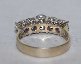 Anello vintage con zirconi cubici placcato in oro giallo e bianco 14 carati - Italia
