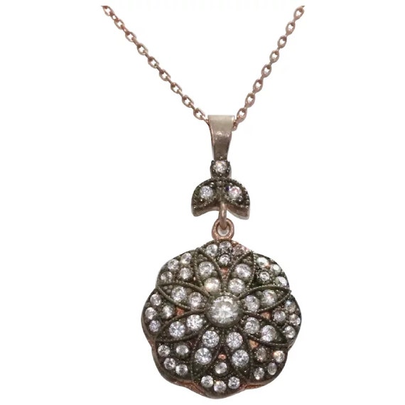 Vintage Sterling Silver Rose Gold Tone Necklace - image 1