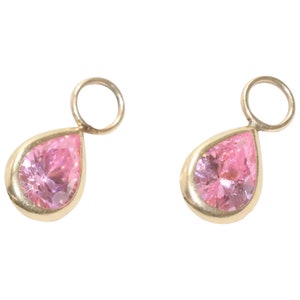 14KT Gold Pink Zircon Hoop Jacket Earring Charm
