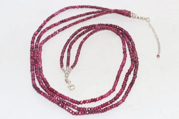 Sterling Silver Tri-Layered Ruby Necklace - image 4