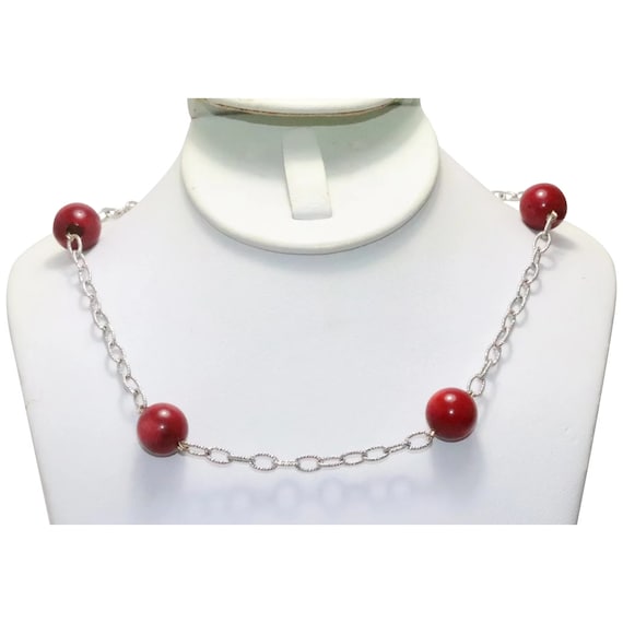 Sterling Silver Red Bamboo Necklace