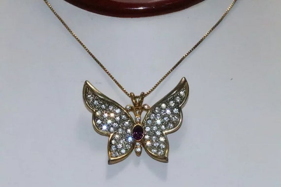 Vintage Sterling Silver Butterfly Italian Chain N… - image 2