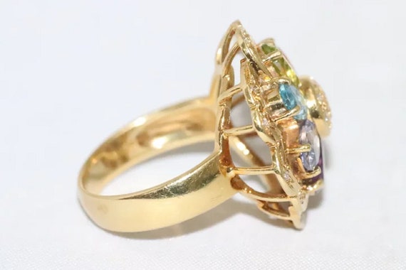 18 K Yellow Gold Diamond Multi Semi Precious Ston… - image 4