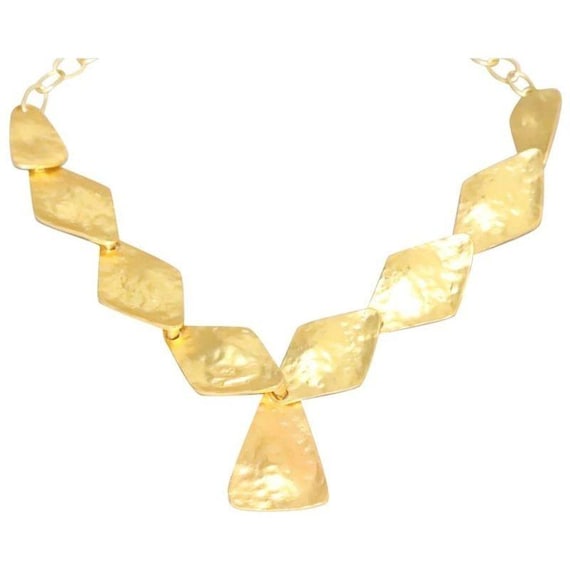 Vintage Kenneth Jay Lane Geometric Gold Tone Neck… - image 1