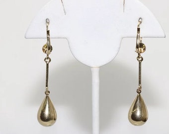14 KT Yellow Gold Dangling Pear Shaped Earrings - Etsy
